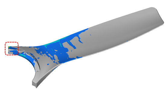 Top face drop top blade view